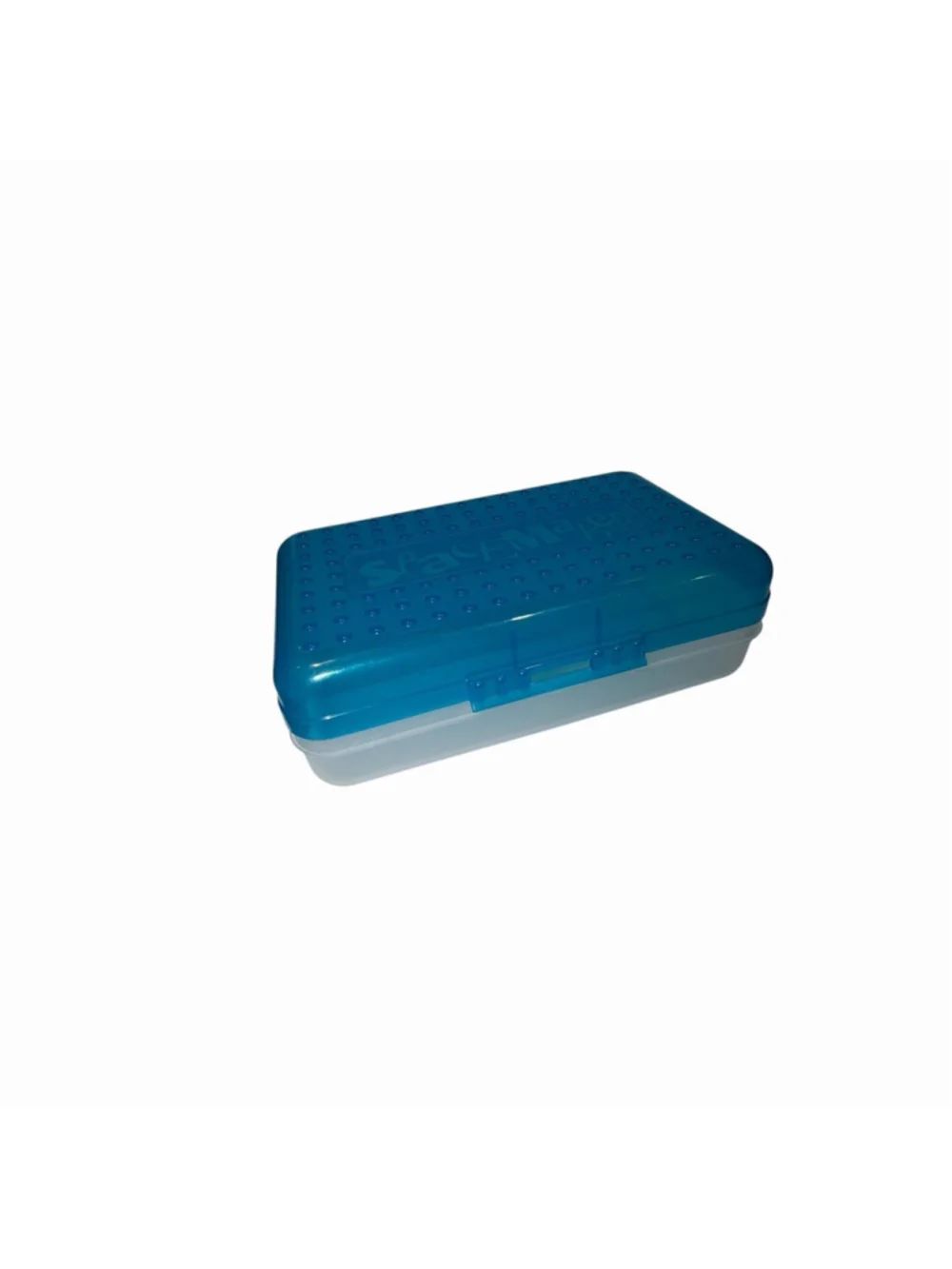 Spacemaker Vintage 90s Pencil Box Case Teal and Clear Made in the USA Nostalgic